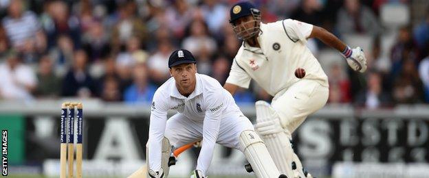 England's Jos Buttler drops India's Ravichandran Ashwin