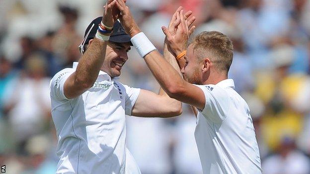 England's James Anderson & Stuart Broad