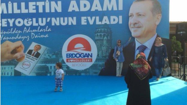 Campaign posters supporting Recep Teyyip Erdogan as Turkey's presidential candidate in August 2014