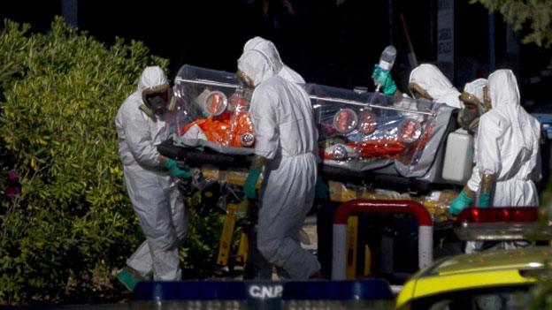 An ebola sufferer arrives in Spain