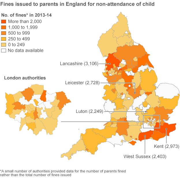 England map showing fines