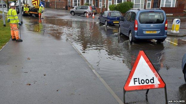 Flooding in Louth town centre