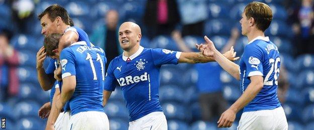 Rangers players celebrating