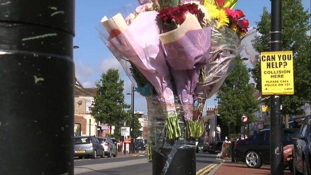 Scene of accident on Dunstable Road, Luton