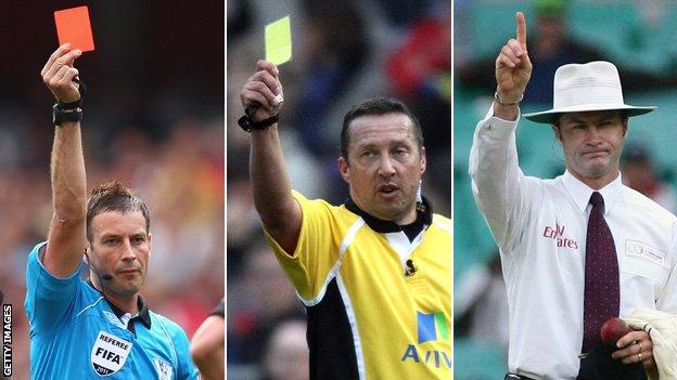 Football referee, rugby referee and cricket umpire