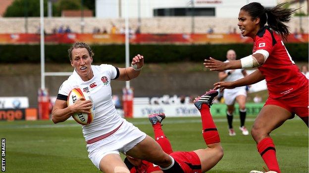 England's Katherine Merchant (left) and Canada's Magali Harvey