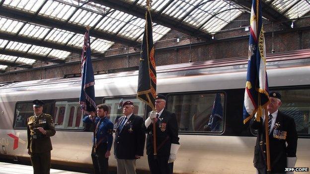 Standard bearers during the memorial service