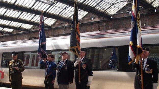 Standard bearers during the memorial service