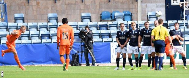 Craig Slater scores for Dundee against Kilmarnock