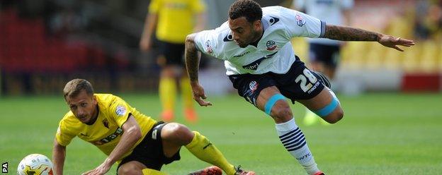 Watford's Almen Abdi and Bolton Wanderers' Craig Davies