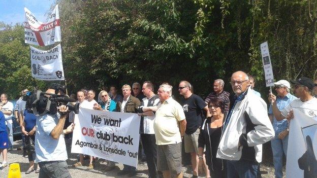 Protesting fans outside Edgar Street