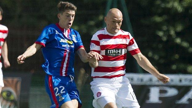 Inverness' Ryan Christie (left) goes up against Hamilton player-manager Alex Neil