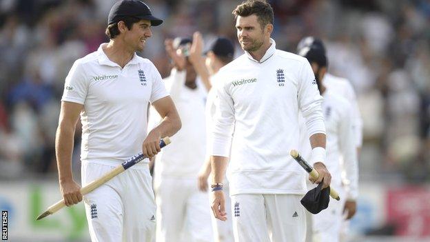 England captain Alastair Cook with James Anderson