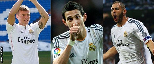 Toni Kroos, Angel Di Maria and Karim Benzema