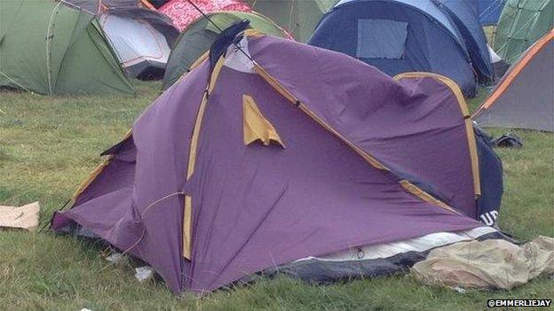 A damaged tent