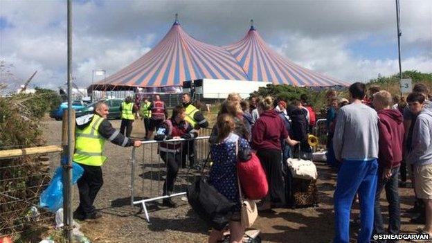 Music fans being turned away from the Boardmasters festival site at Watergate