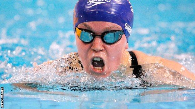 Ellie Simmonds of Great Britain on her way to winning the gold medal in the Women's 200m Individual Medley SM6 Final during day four of the IPC Swimming European Championships.