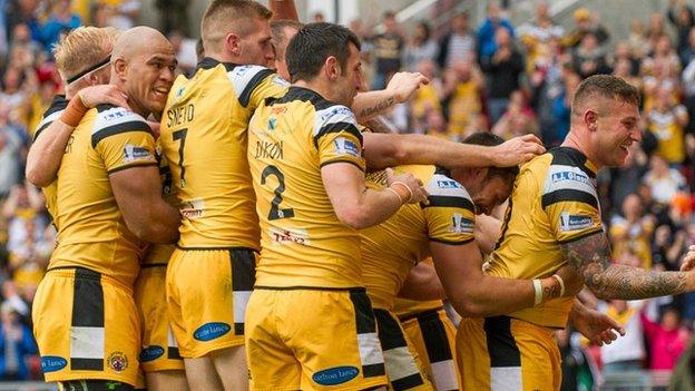 Castleford Tigers players celebrate