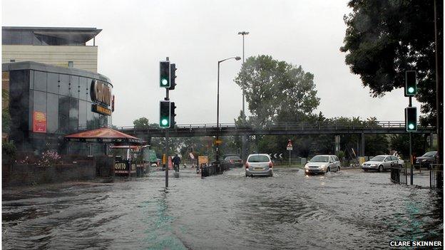 Flash flooding in Chelmsford, Essex