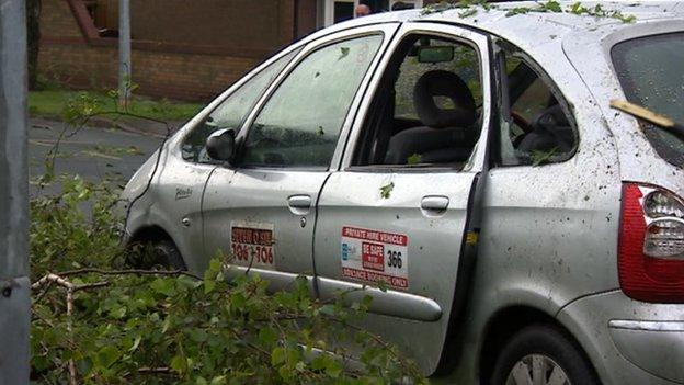 Hull taxi damaged by falling tree