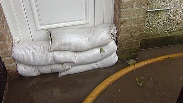 Homes in O'Neill Avenue, Newry, were protected by sandbags