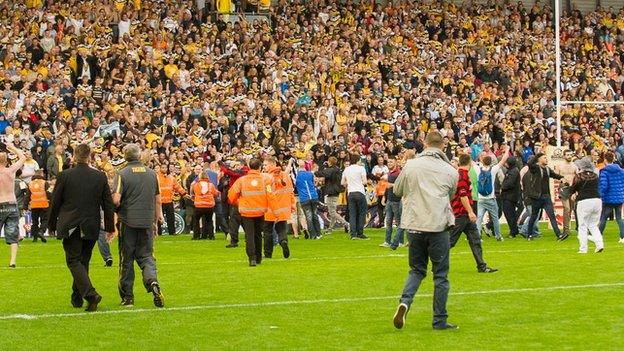 Pitch invasion at Castleford