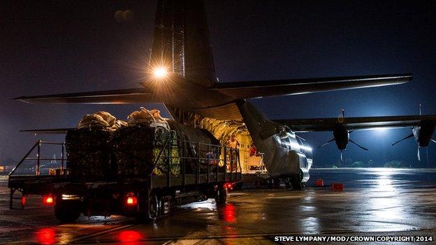 Aid is loaded on to an aircraft
