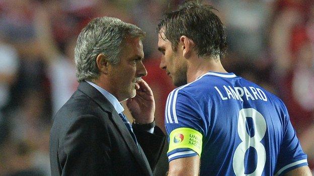 Chelsea manager Jose Mourinho (left) and former Blues midfielder Frank Lampard