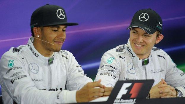 Mercedes duo Lewis Hamilton (left) and Nico Rosberg