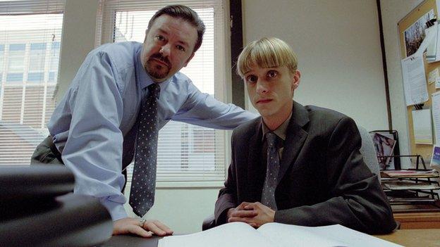 Ricky Gervais and Mackenzie Crook in The Office