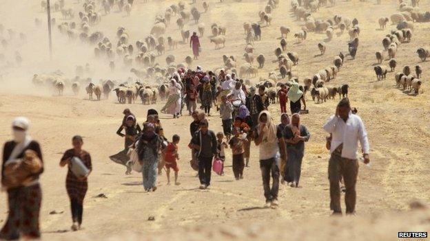 Displaced members of the Yazidi community in northern Iraq