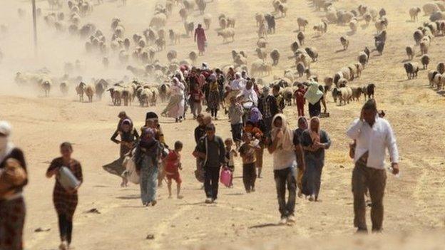 Displaced members of the Yazidi community in northern Iraq
