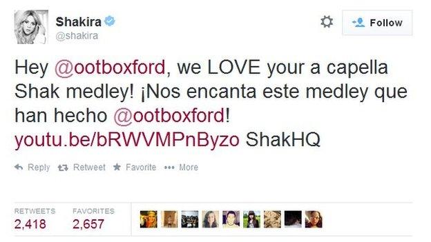 Shakira tweet