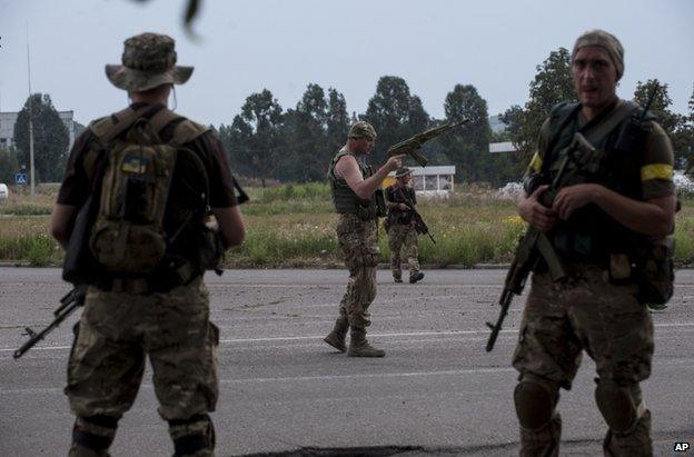 Ukrainian soldiers near Donetsk, 11 August