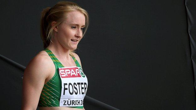 Amy Foster qualified for the women's 100m semi-finals as a fastest loser