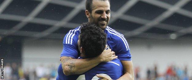 Diego Costa and Cesc Fabregas celebrate