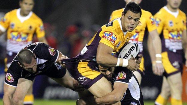 Ben Te'o in action for the Brisbane Broncos Rugby League team