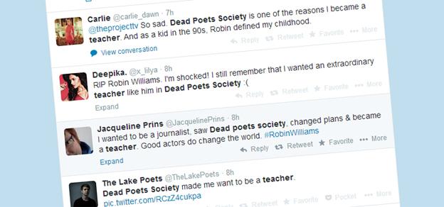 Twitter reaction to Robin Williams's death