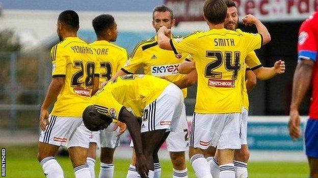 Brentford players celebrate