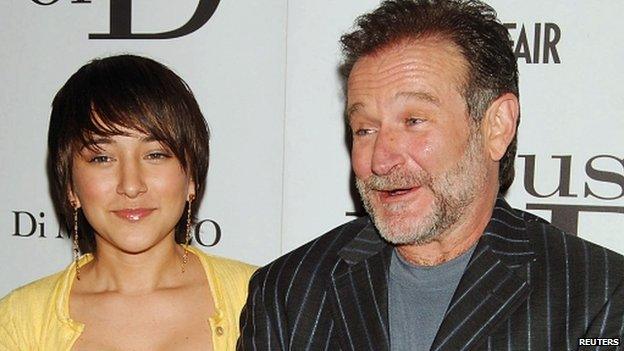 Actors Robin Williams and his daughter Zelda Williams pose for photographers during the premiere of their film "House of D" in New York, in this file picture 10 April 2005