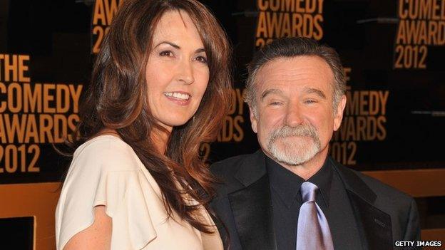 Susan Schneider and comedian Robin Williams attend The Comedy Awards 2012 at Hammerstein Ballroom on April 28, 2012 in New York City.