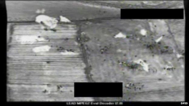 Aerial view of people on Mount Sinjar