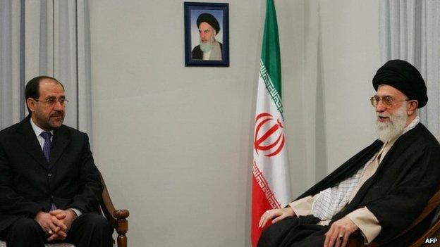 File photo of Nouri Maliki and Ayatollah Ali Khamenei