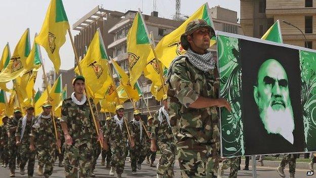 Supporters of Iraqi Hezbollah brigades