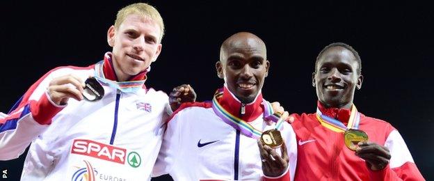 Andy Vernon, Mo Farah and Ali Kaya