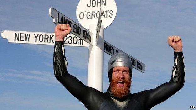 Sean Conway after swimming from Lands End to John O'Groats