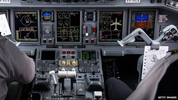 A view of a plane cockpit