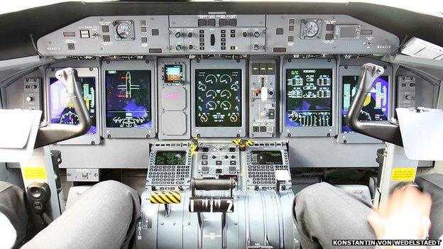 Cockpit of Dash 8 aircraft