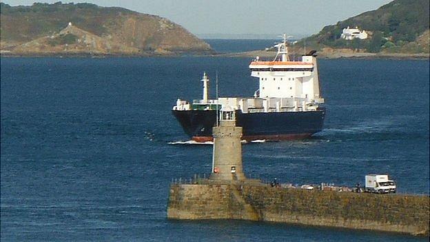 MV Arrow entering Guernsey's St Peter Port Harbour