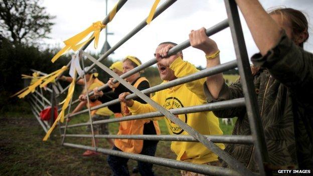 Protesters at Little Plumpton